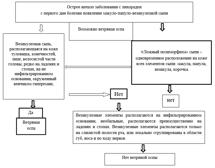 Диагностический алгоритм при ветряной оспе у детей